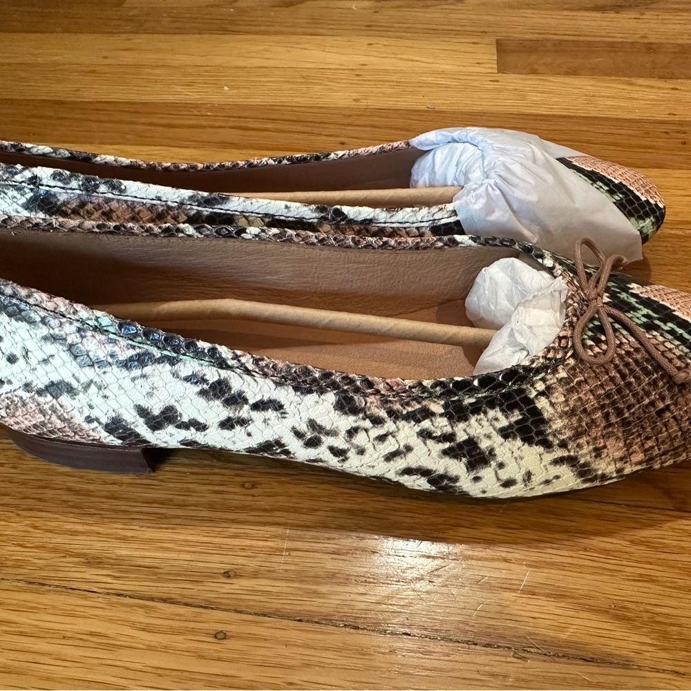 Madewell Snakeskin Patterned Flats in Cream and Brown WOMENS US 10. New with box